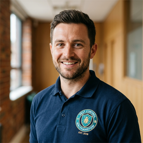 Marcus Taylor, senior technician in Pest Control Walthamstow uniform